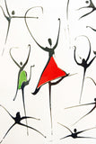 Dancers - Glen Josselsohn Acrylic painting on Fabriano paper  Centre Detail
