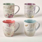 Floral Inspirations four ceramic Christian mugs