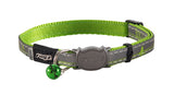 Rogz Night Cat Reflective Cat Collar Black Lime Green