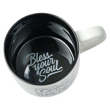 Bless Your Soul Fun Ceramic Mug Thou Shalt Not Try Me Inside view of the mug