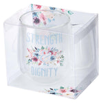Strength & Dignity Christian Double-Wall Glass Mug in clear gift box