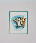 Turquoise Cow Watercolour Painting by Marian Hammon