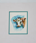 Turquoise Cow Watercolour Painting by Marian Hammon