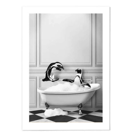 African Penguins Bathing Art Print