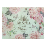 Be Still And Know Butterfly - Large Glass Cutting Board