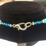Beaded Ladies Necklace Blue White Metal Beads clasp