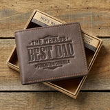 Best Dad Mens Genuine Leather Wallet in gift box
