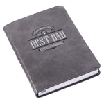 Best Dad Grey Faux Leather Christian Journal at an angle