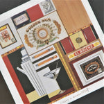 Cigars and Manhattan by Liz Jardine Framed Art Print centre detail at an angle