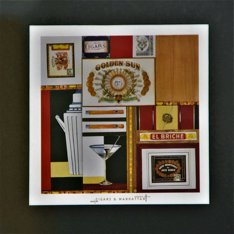 Cigars and Manhattan by Liz Jardine Framed Art Print centre detail