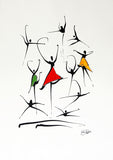 Dancers - Glen Josselsohn Acrylic painting on Fabriano paper