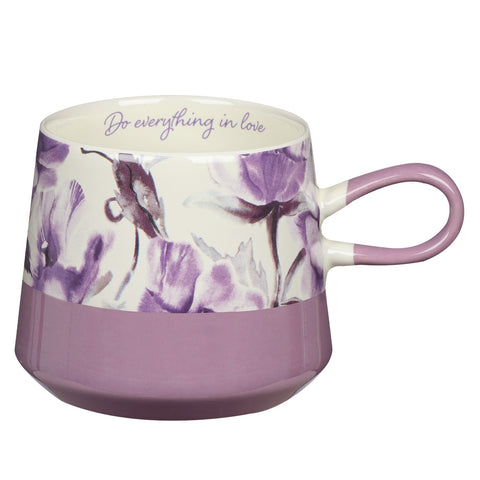 Do Everthing In Love Floral Purple Double Mould Christian Ceramic Mug