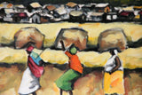 Elekitswa by Itai Vangani Framed Acrylic Art on board painting Detail of 3 women in centre