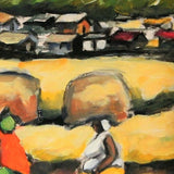 Elekitswa by Itai Vangani Framed Acrylic Art on board painting Detail of houses