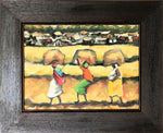 Elekitswa by Itai Vangani Framed Acrylic Art on board painting in a brown wooden frame
