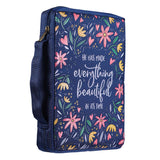 Everything Beautiful Navy Bible Bag Front at an angle