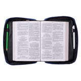 Everything Beautiful Navy Bible Bag with Bible open inside and a pencil
