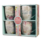 Floral Inspirations Four ceramic Christian mugs in gift box