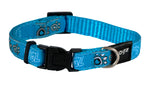 Rogz Fancy Dress Small 11mm Jellybean Dog Collar Turquoise Paw Design