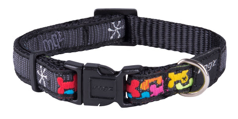 Rogz Fancy Dress Small 11mm Jellybean Dog Collar Multi Bone Design