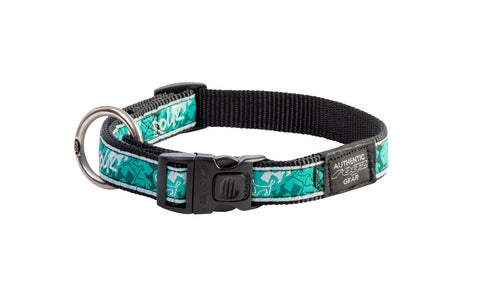 Rogz Fancy Dress Large 20mm Classic Dog Collar Mint Dog Design