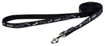 Rogz Fancy Dress Small 11mm Jellybean Fixed Dog Lead Black Bone Design