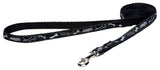 Rogz Fancy Dress Small 11mm Jellybean Fixed Dog Lead Black Bone Design