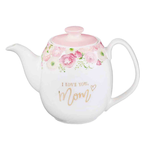 Ceramic tea pot with message I love you mom