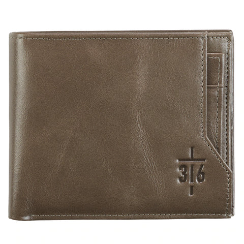 John 3:16 Cross Genuine Leather Christian Mens Wallet Front