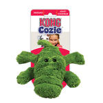 Kong Cozie Green Ali the Alligator  interactive dog Toy in packaging