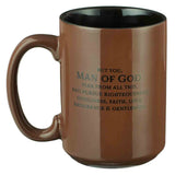 Man of God Ceramic Christian Mug with handle on left