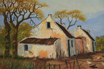 Old Cape Dutch Farmhouse by Linda Nel framed acrylic painting on board detail of farmhouse
