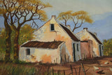 Old Cape Dutch Farmhouse by Linda Nel framed acrylic painting on board detail of farmhouse