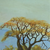 Old Cape Dutch Farmhouse by Linda Nel framed acrylic painting on board detail of tree