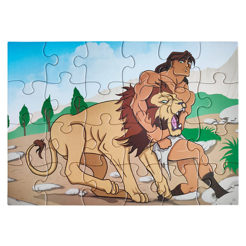 Samson And The Lion - 24 Pieces Christian Kids Cardboard Puzzle
