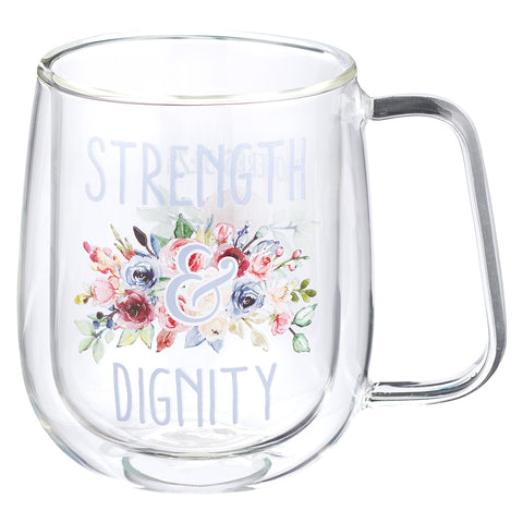 Strength & Dignity Christian Double-Wall Glass Mug