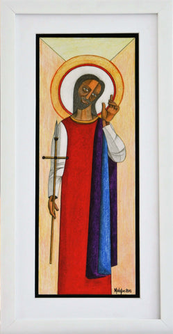 Trust and Obey by Solly Malope Stained Glass Framed Print in white frame